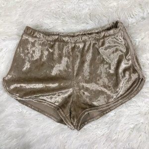Heart & Hips Tan Crushed Velour Lounge Shorts